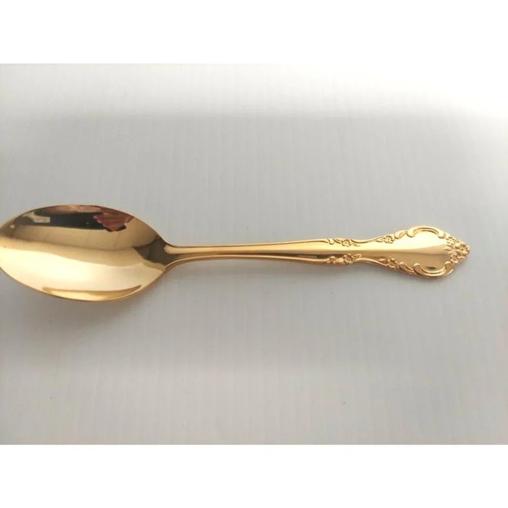 Lot‎ of 8 Estia Golden Cascade Plated Electroplate Korea Teaspoons
